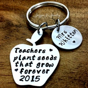 Teachers Plant Seeds That Grow Forever Keychain, Personalized Keychain, Teacher Appreciation, Teacher Gift, Teacher Keepsake, Apple Keychain