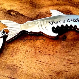 Shark Keychain, What A Catch Keychain, Shark Bottle Opener Key Chain Men, Boyfriend, Birthday, Father's Day Gifts