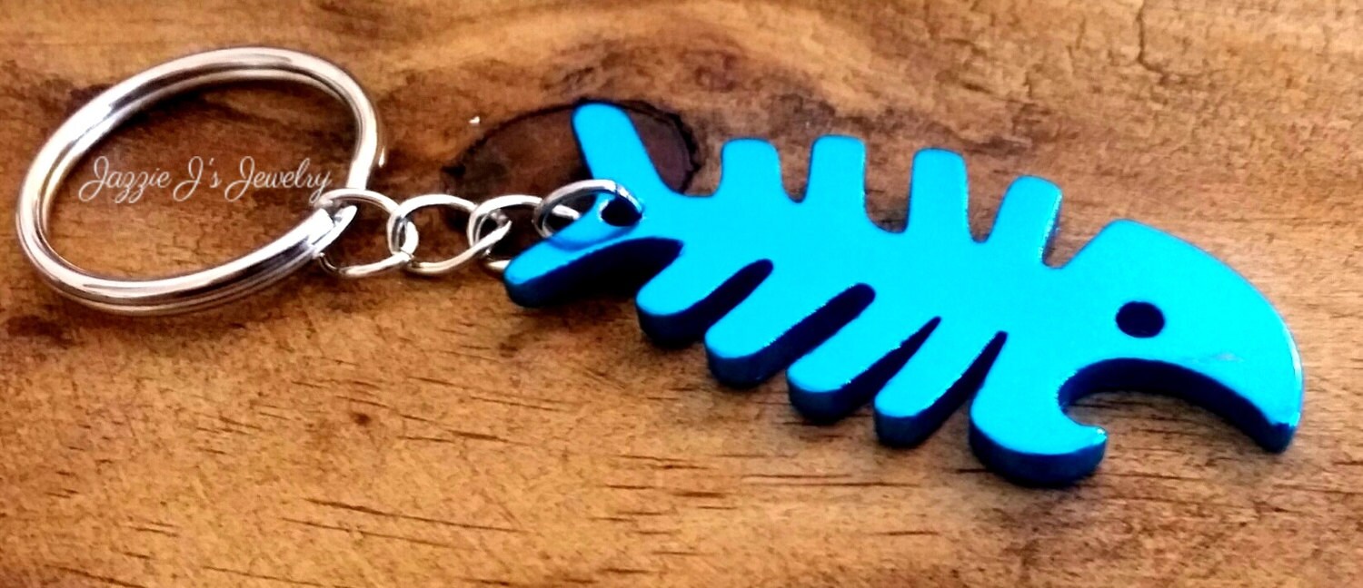 Went Fishing Bottle Opener Keychain Hand Stamped Fish Etsy