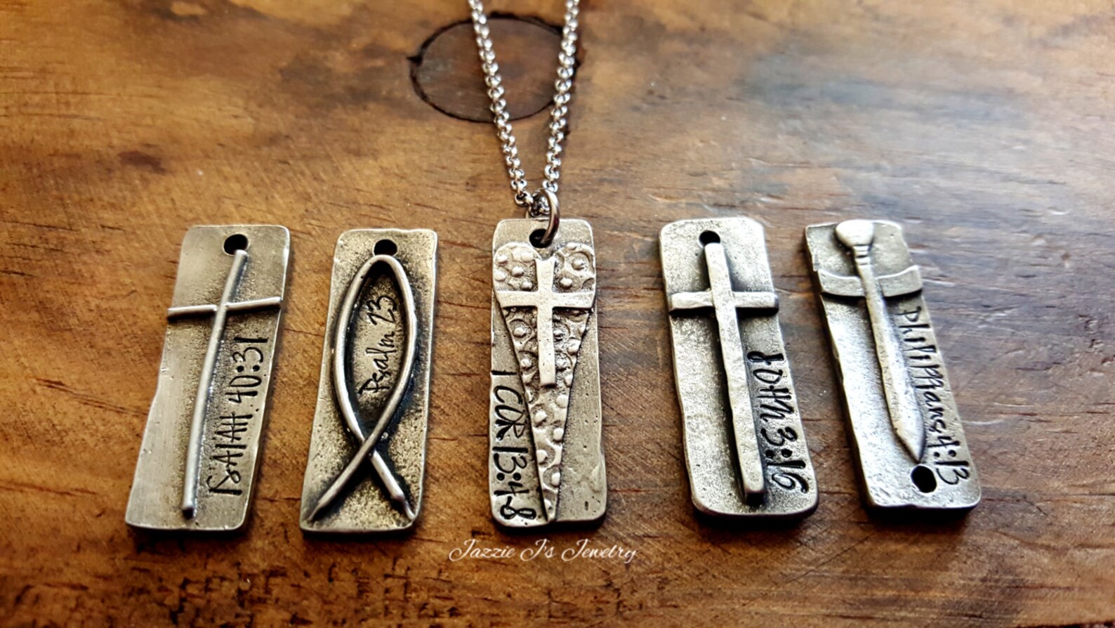 Cross Necklace Verse Necklace Pewter Necklace Religious Etsy