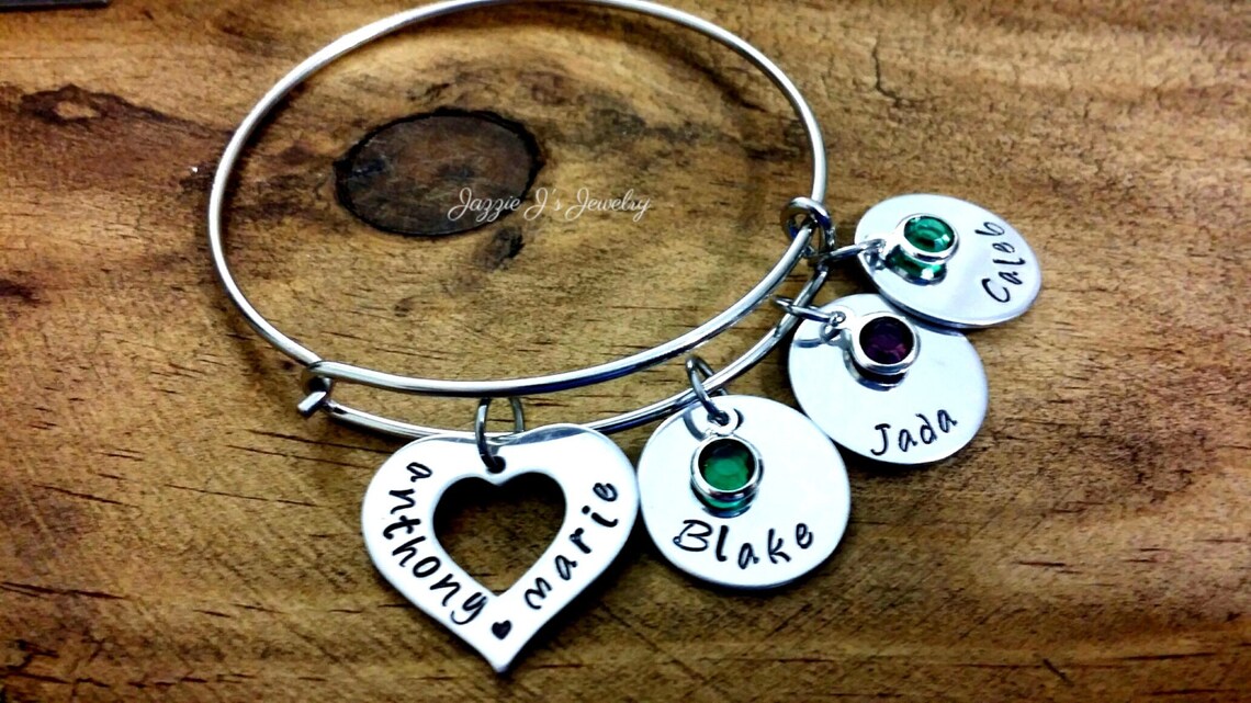 Family Bangle Bracelet Family Name Bracelet Personalized Etsy
