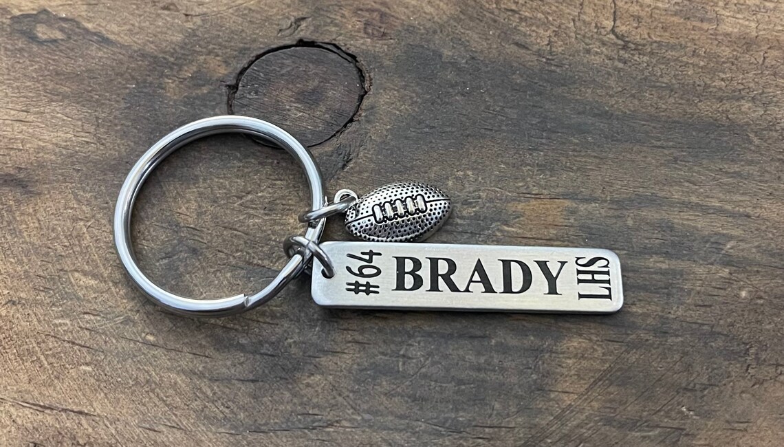 Personalized Football Player Keychain Football Player Gift Etsy