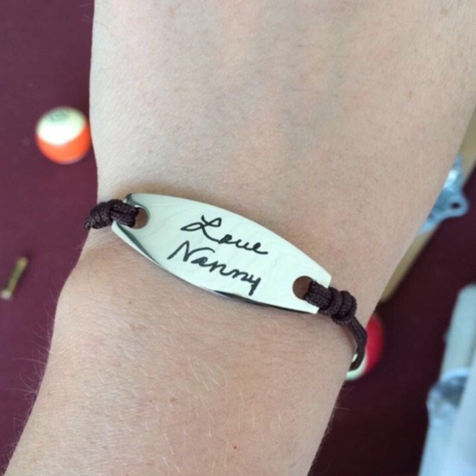 Handwritten Adjustable Bracelet Handwriting Jewelry Engraved Etsy