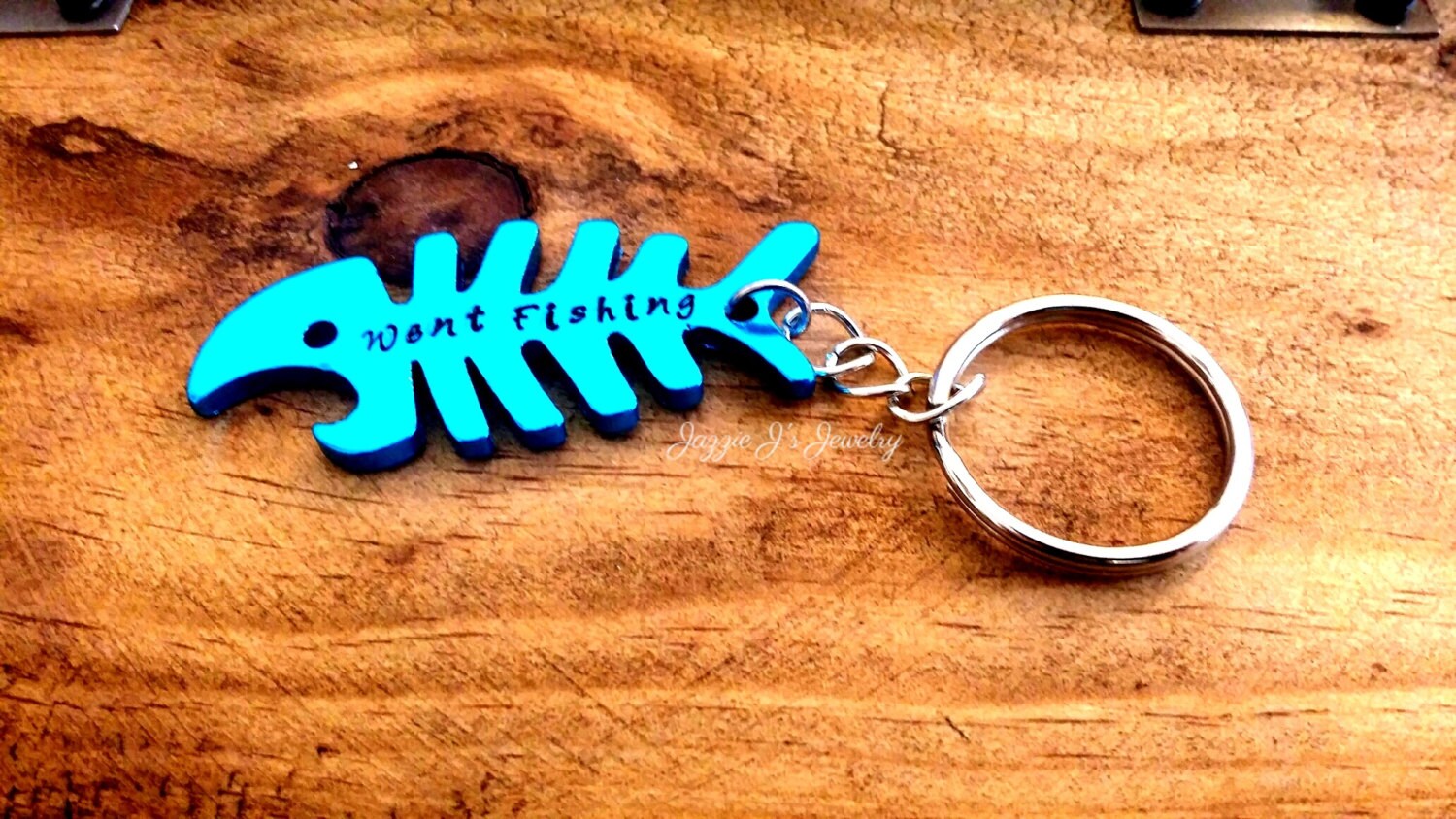 Went Fishing Bottle Opener Keychain Hand Stamped Fish Etsy
