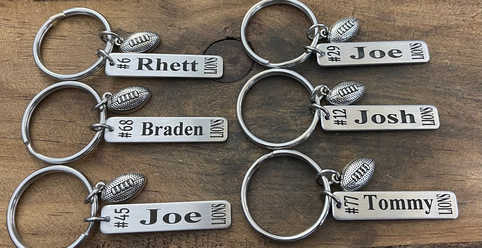 Personalized Football Player Keychain Football Player Gift Etsy