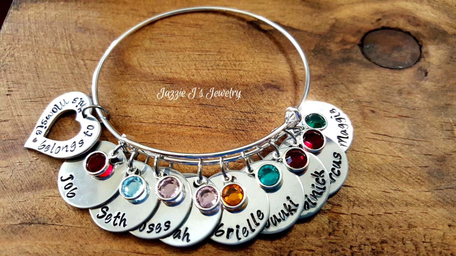 Family Bangle Bracelet Family Name Bracelet Personalized Etsy
