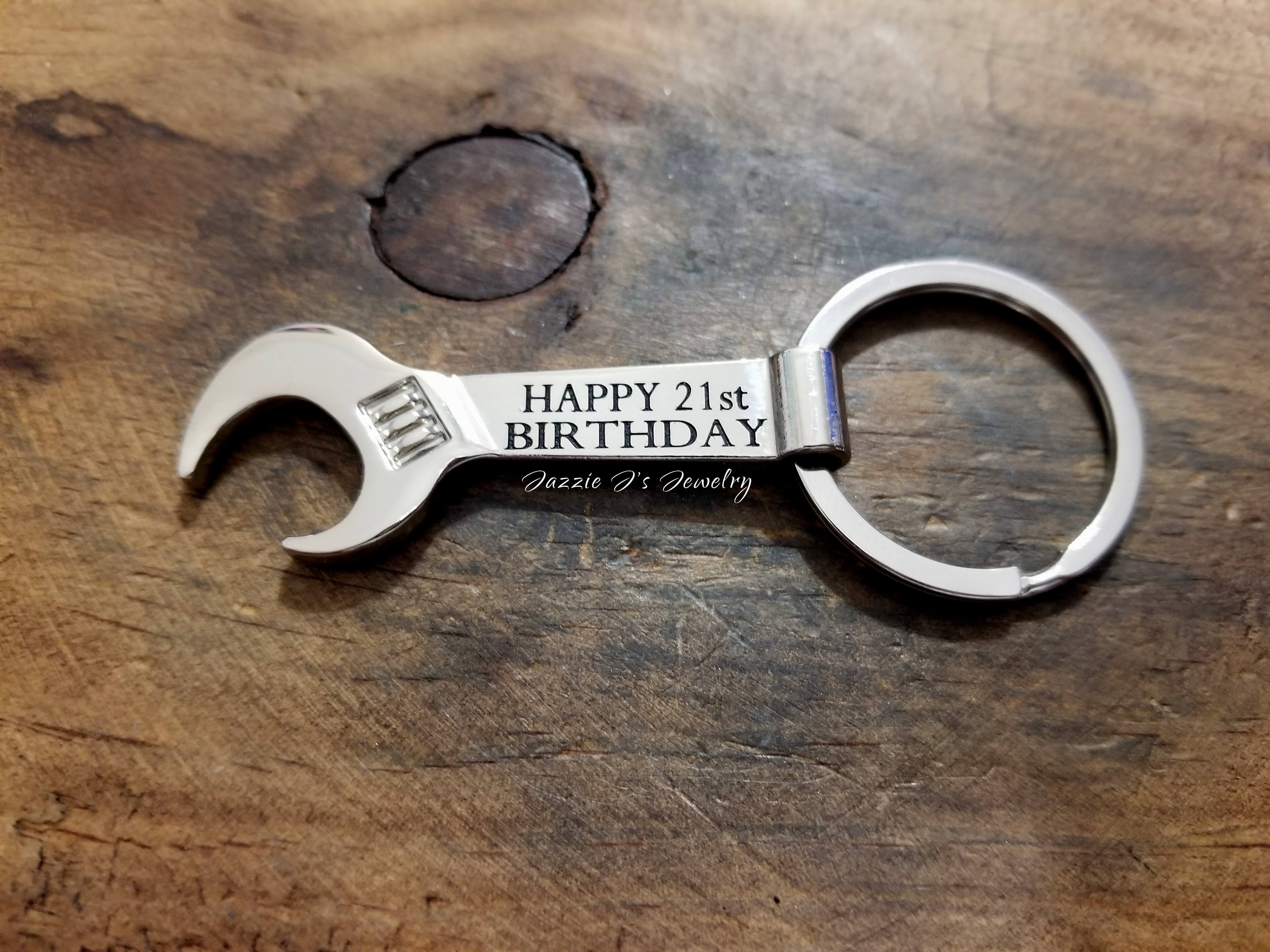 Wrench Bottle Opener Keychain Happy 21st Birthday Gift Etsy
