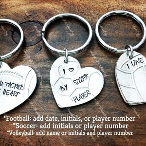 Sport Keychain, You Tackled My Heart Football, I Love My Soccer Player Keychain, I Love Volleyball Keychain, Gift for Her/Him