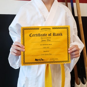 Modèle de certificat de grade d'arts martiaux modifiable | Prix de promotion de ceinture de karaté et de taekwondo | Certificat de dojo imprimable en téléchargement numérique