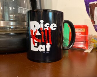 Gift for Pastor, Priests, and Hunters under 15 dollars | Acts 10:13 | Bible Scripture Themed for Confirmation, Baptism | Black Mug (11oz)