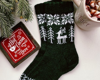 Entra en el patrón de tejido de calcetines del bosque, Fair Isle, varado, colorwork