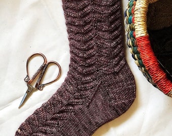 Sparrow Socks Knitting Pattern, Textured,  Lace Sock Knitting Pattern