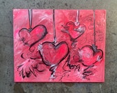Original art work, Love piece, art with hearts 16x20