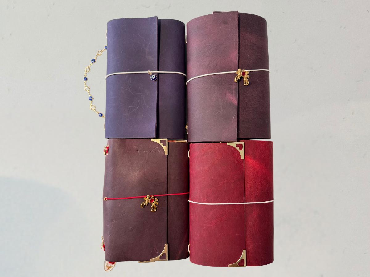 Two Ribbon Journal Romantic A6 Trifold Refillable SOFT Leather Notebook Journal Cover ...