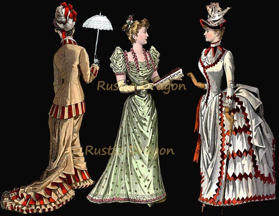 1800 moda Abiti Vintage Cappelli ombrelloni ombrelloni JPG e | Etsy Italia