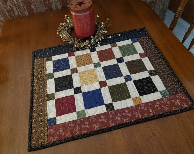Quilted Table Topper / Quilted Farmhouse Table Topper / Scrappy Table