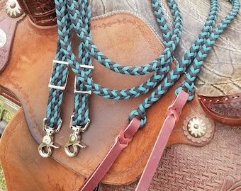 CUSTOM Hand Braided Split Reins w/Leather Poppers Added!  NEW!!  WOW!