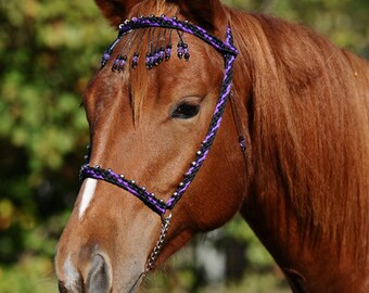 Stunning Hand Braided Miniature Show Halter  PURPLE  / BLACK   **New**