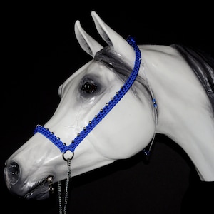 Hand Braided Arabian Style Show Halter, Horse Tack, ELECTRIC BLUE  ---New!