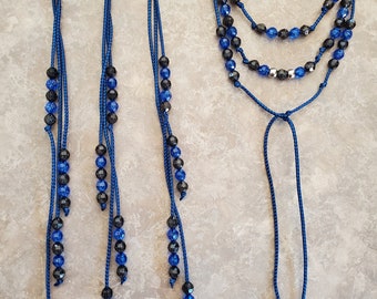 Gorgeous Mane and Tail Beads for Horses!  Bling Tack,  Arabian, AQHA,  Friesian, etc.  BLACK / BLUE  **New**