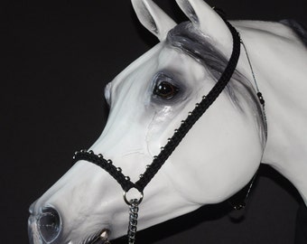 Hand Braided Arabian Style Show Halter, Horse Tack, BLACK  ---New!