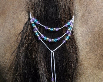Gorgeous Mane & Tail Beads for Horses!  Bling Tack,  Arabian, AQHA,  Friesian, etc.  TURQUOISE / PURPLE  **New**