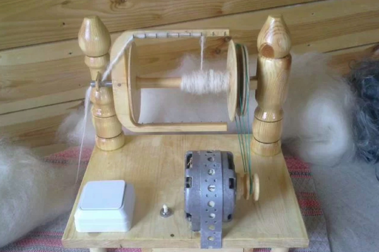 Wooden Electric Spinning Wheel for Wool Down Handmade Motor 90 Etsy