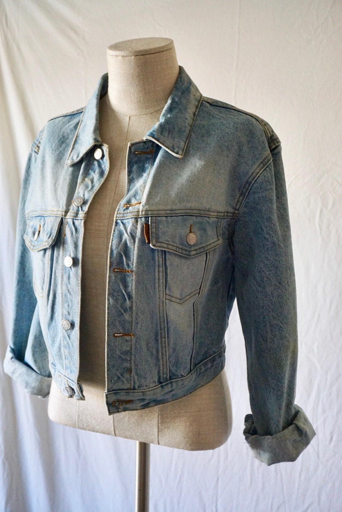 Cropped vintage demin jacket Size S | Etsy