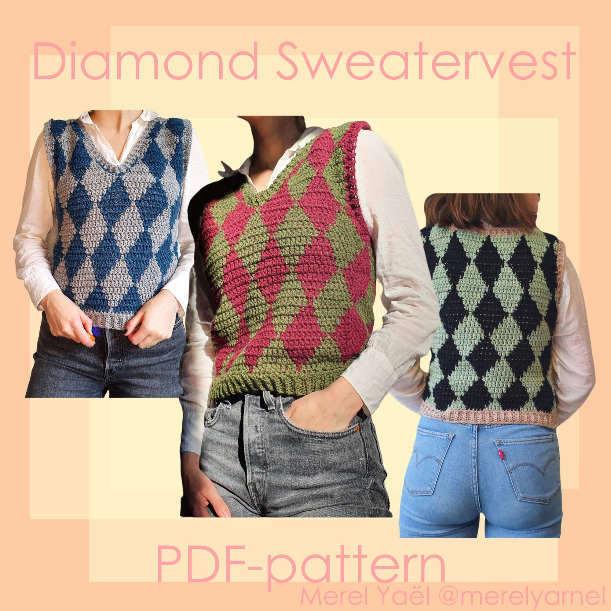 diamond sweater vest crochet