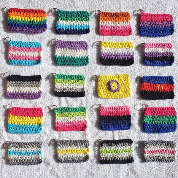 LGBTQ+ pride flag handmade crochet keychain