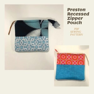 Recessed Zipper Pouch Pattern, Bag Pattern Pdf in Three Sizes Bag Sewing Pattern Sewing Tutorial,Instant Digital Download DIY Zip Top Pouch