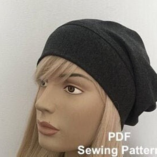 Beanie Pattern Chemo hat PDF Sewing pattern Slouchy Beanie Sewing Pattern with Photo Tutorial Beret Sewing Pattern DIY Beanie Pdf Pattern