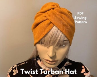 Turban Sewing Pattern Headwrap PDF Pattern Chemo hat Sewing pattern and Tutorial Two Adult sizes PDF Sewing Pattern DIY Turban Pdf Pattern
