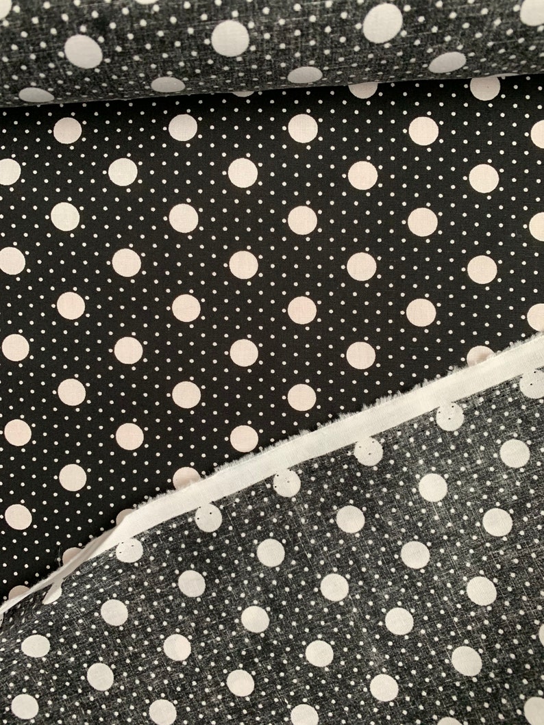 Black /& White Polka Dot Cotton Fabric by the Yard BlackWhite Polka Dot Print Fabric Face Mask Quilting Apparel 100/% Cotton Fabric