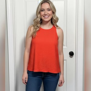 Sleeveless Top PDF Pattern A line Tent Blouse Sewing Pattern Woven Fabric Swing TankTop