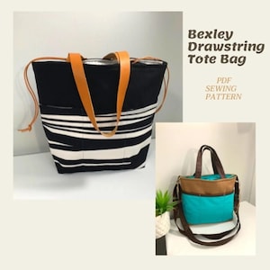 Drawstring Tote Bag Sewing Pattern, PDF Bag Pattern Two Sizes, Crossbody Bag Sewing Tutorial Instant Download,Digital Pattern DIY Bag-making