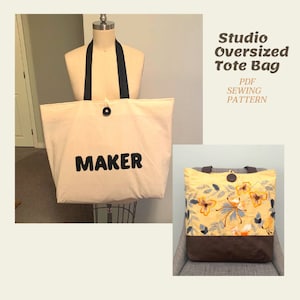 Oversized Tote Bag PDF Pattern, Sewing Pattern in 2 Sizes, Sewing Tutorial Pdf Bag Pattern, ebook Digital Instant Download Easy Sew DIY Bag