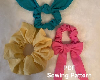 Scrunchie Sewing Pattern: Three Style Hair Ruffle band Photo Tutorial (PDF Pattern)