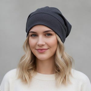 Mützen-Schnittmuster (Chemomütze) PDF-Nähanleitung für eine lässige Strickmütze (SlouchyBeanie) mit Fotoanleitung