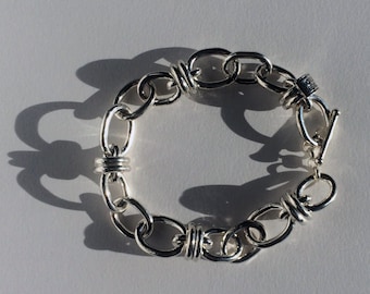 Solid Silver Chain Link Style "London" Bracelet