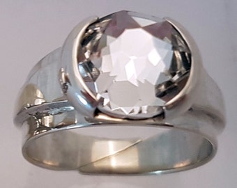 Handcrafted Solid Silver 925 sterling with Swarovski crystal ring