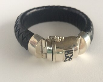 Woven Leather and Sterling Silver Clasp Brazil Bracelet