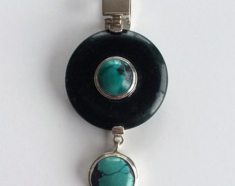Black Onyx with Turquoise Pendant