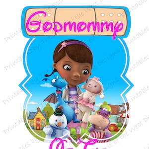 Godmommy of the Birthday Girl Doc McStuffins Iron On T-shirt Printable Digital Download Dottie Hattie the Hippo party Favour