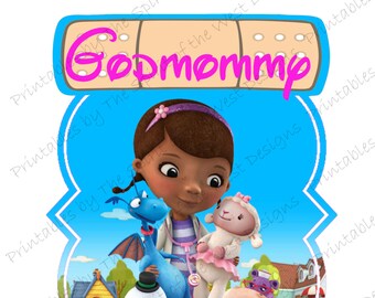 Godmommy of the Birthday Girl Doc McStuffins Iron On T-shirt Printable Digital Download Dottie Hattie the Hippo party Favour