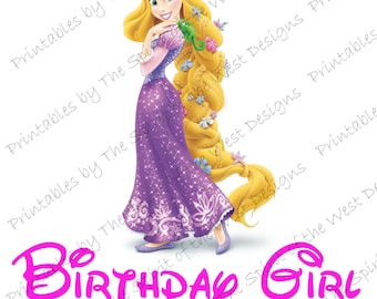 Birthday Girl IMAGE Use as Printable Iron On T-Shirt Transfer Rapunzel Tangled Digital Download Flynn Rider party DIY