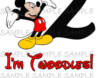I'm Twoodles IMAGE Mickey Mouse Printable Party IMAGE Use as Iron On T-shirt Transfer Clip Art DIY Instant Download