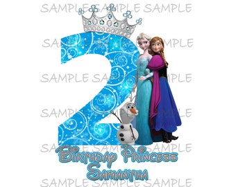 Frozen Second Birthday Girl | Personalized Leave Name Files Emailed | Printable Sublimation Use for Iron On T-shirt Transfer Elsa Anna Olaf
