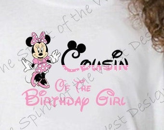 Primo de la cumpleañera Minnie IMAGEN / Uso como sublimación imprimible Hierro en transferencia de camiseta / Orejas de ratón Imprimible Clip Art DIY Party