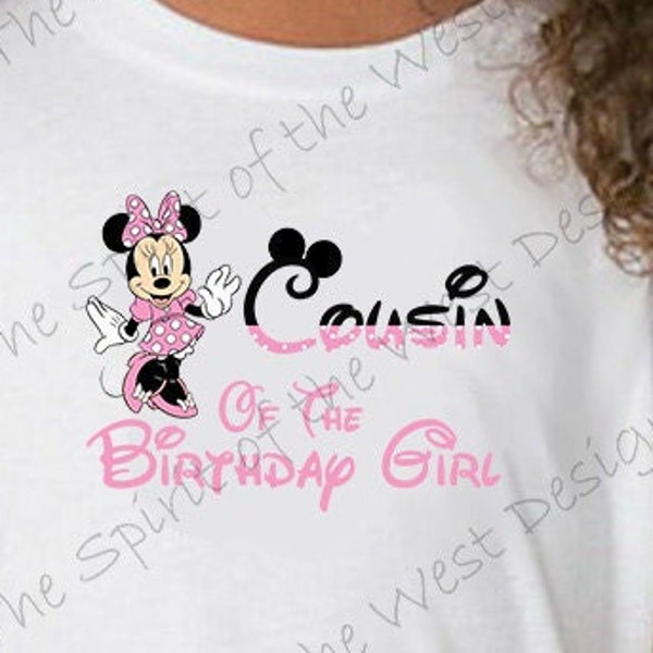 Cousin of the Birthday Girl Minnie IMAGE | Use as Sublimation Printable Iron On T-Shirt Transfer | Mouse Ears Printable Clip Art DIY Party